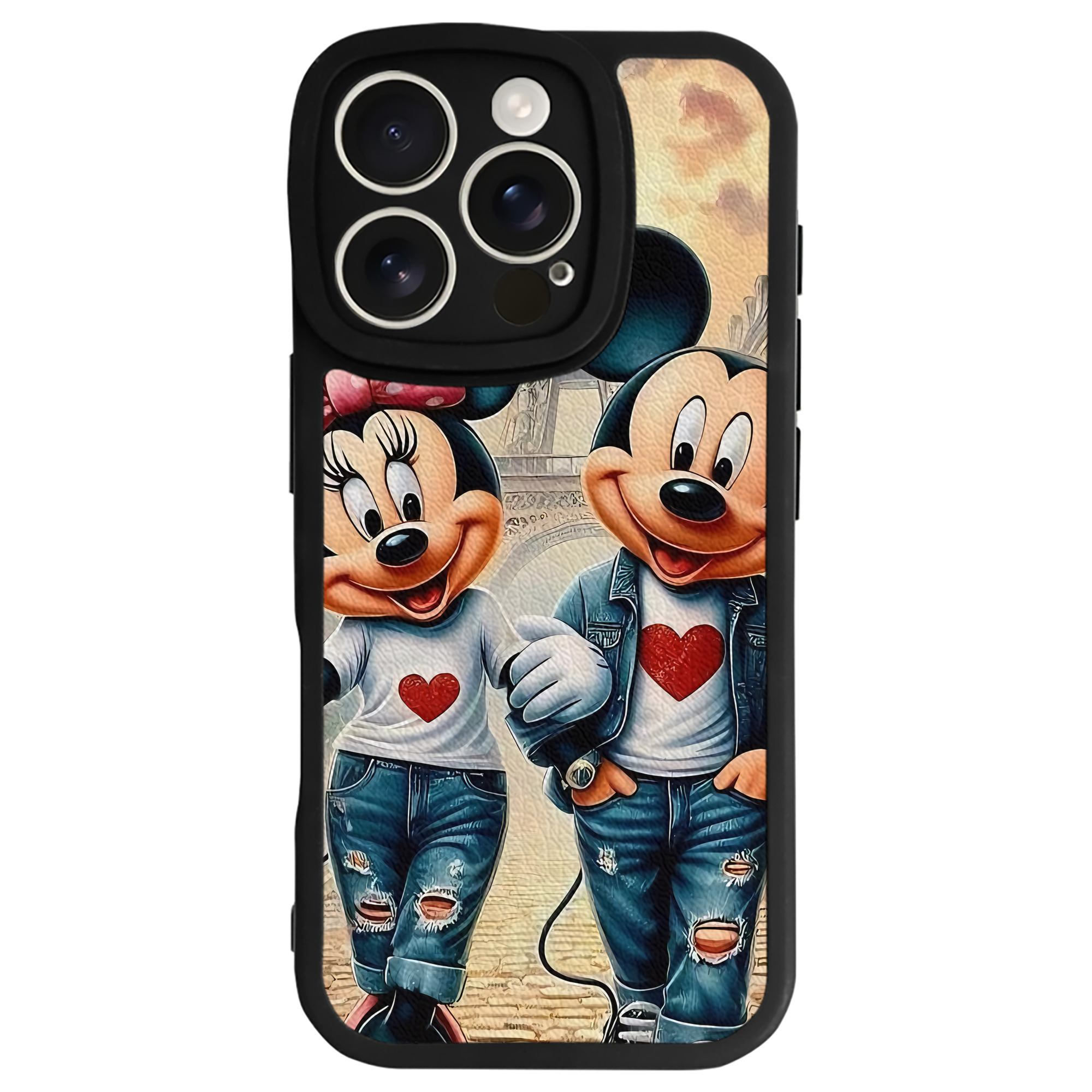 （画像用） ミッキーマウス Mickey Mouse 【iPhone 16シリーズ対応】シリコンスマホケース（レザー調） 材質：シリコン